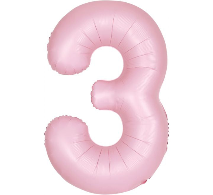34” Unique Matte pastel pink number 3 foil balloon