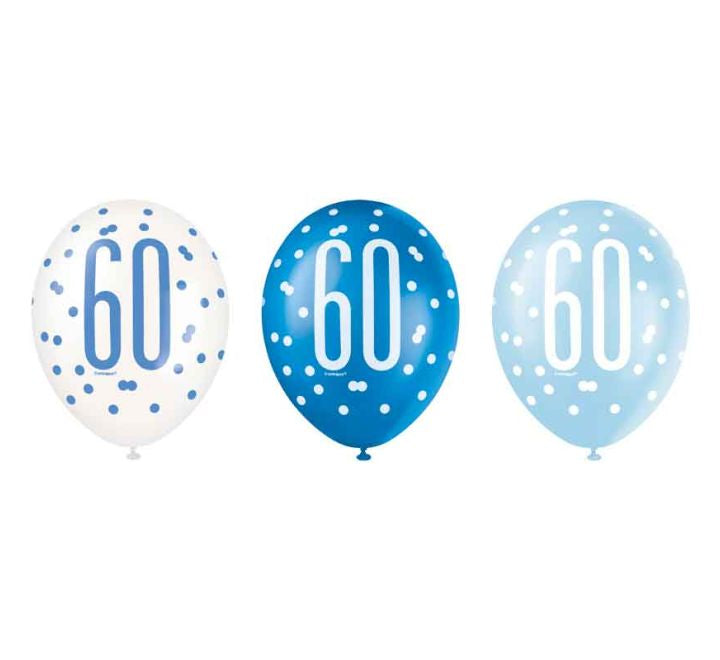 Unique Blue Glitz Happy 60th Birthday Balloons