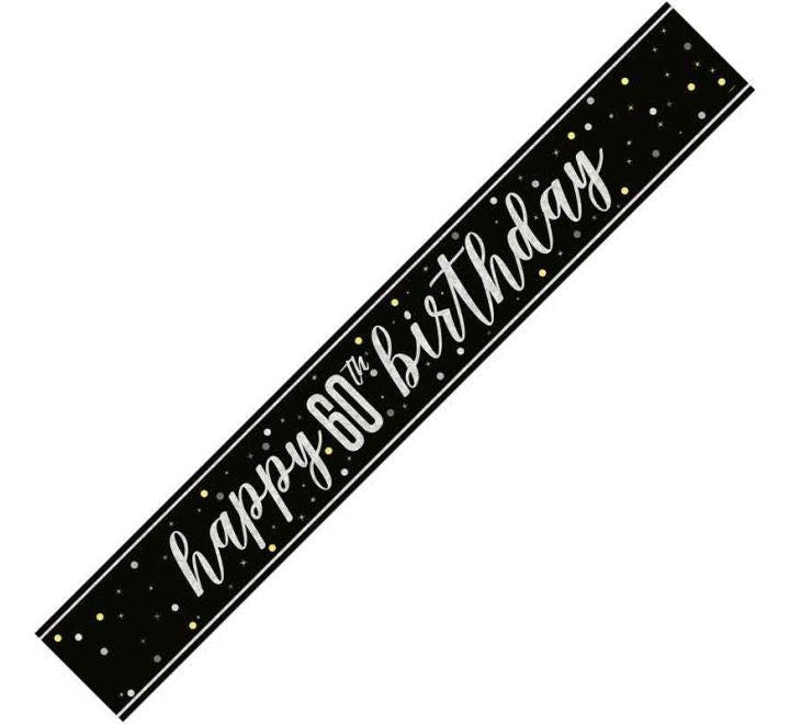 Glitz Black Happy 60th Birthday Banner