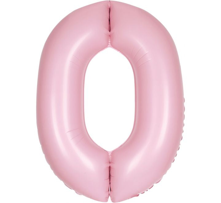 34” Unique Matte pastel pink number 0 foil balloon