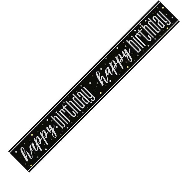 Glitz Black Happy Birthday Banner