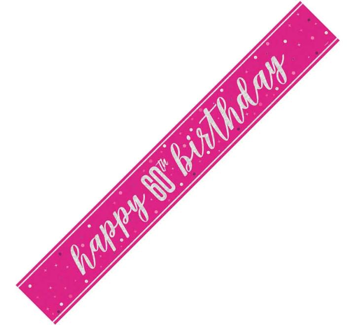 Glitz Pink Happy 60th Birthday Banner