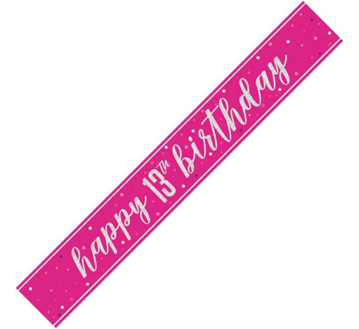 Glitz Pink Happy 13th Birthday Banner