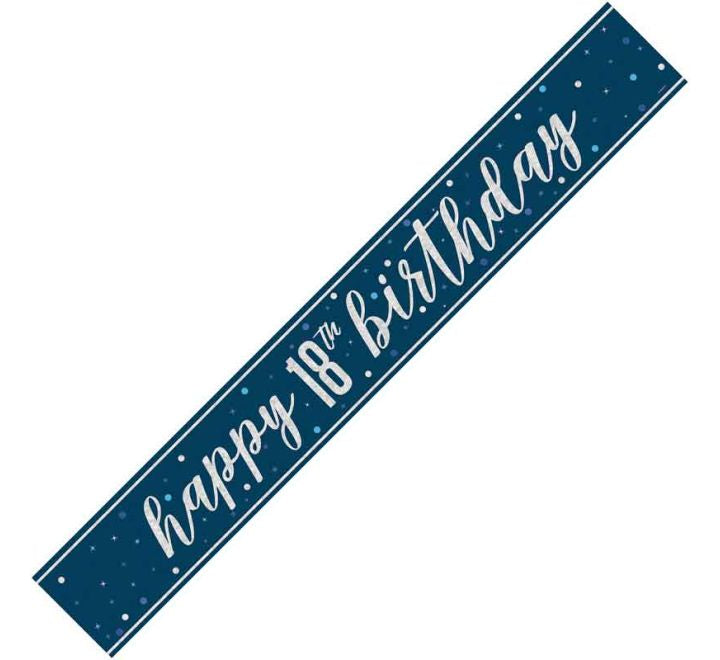 Glitz Blue Happy 18th Birthday Banner