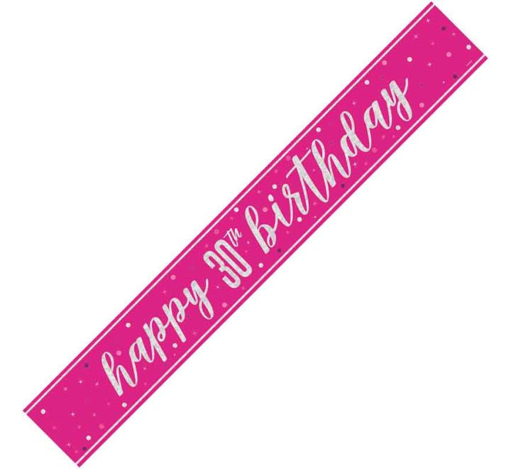 Glitz Pink Happy 30th Birthday Banner