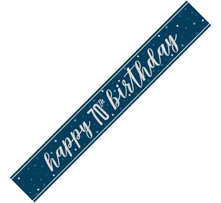 Glitz Blue Happy 70th Birthday Banner