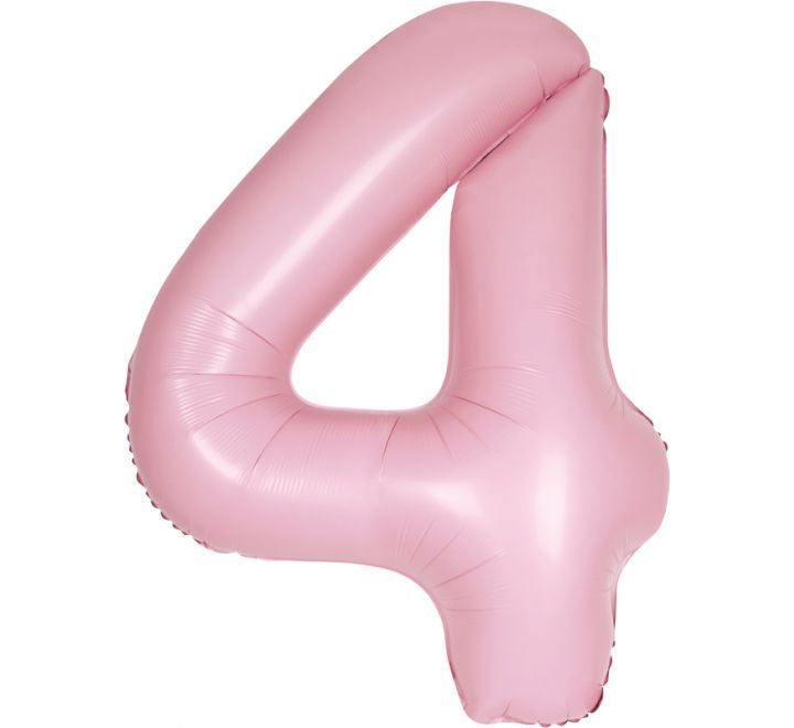 34” Unique Matte pastel pink number 4 foil balloon