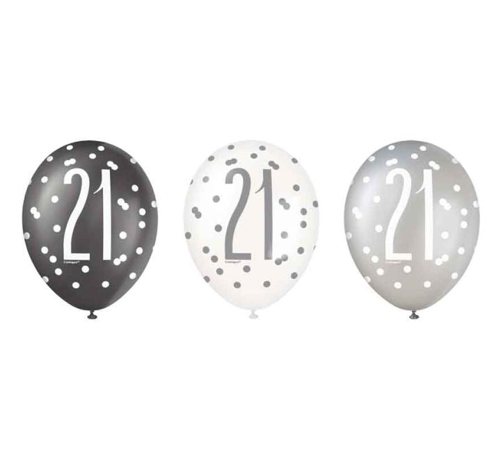 Unique Black Glitz Happy 21st Birthday Balloons