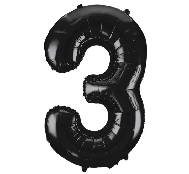 34” Unique Black number 3 foil balloon