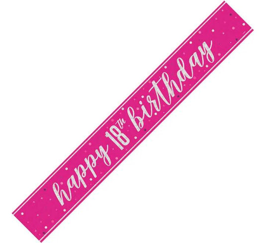 Glitz Pink Happy 18th Birthday Banner