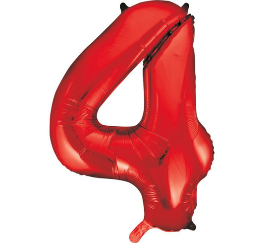 34” Unique Red number 4 foil balloon