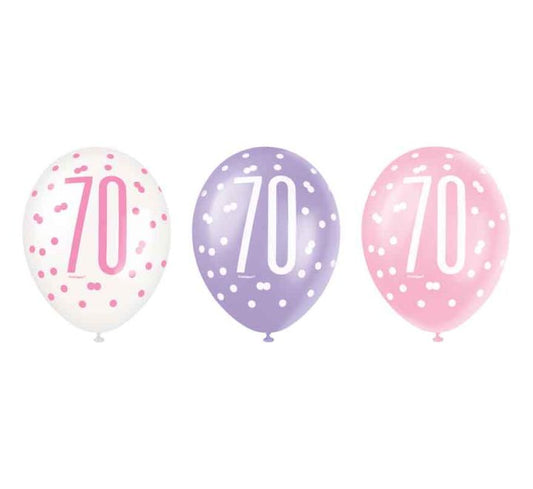 Unique Pink Glitz Happy 70th Birthday Balloons