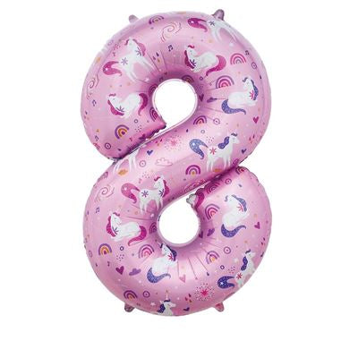 34” sensations unicorn number 8 foil balloon