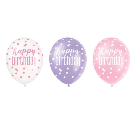 Unique Pink Glitz Happy Birthday Balloons