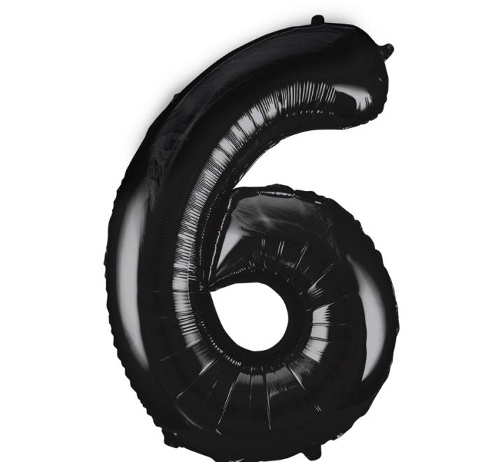 34” Unique Black number 6 foil balloon