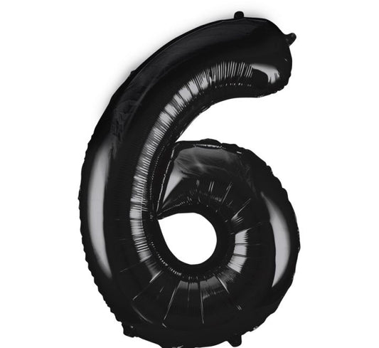 34” Unique Black number 6 foil balloon