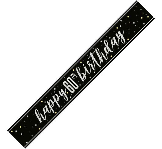 Glitz Black Happy 60th Birthday Banner
