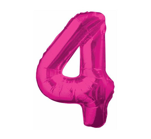 34” Unique pink number 4 foil balloon