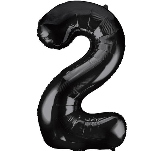 34” Unique Black number 2 foil balloon