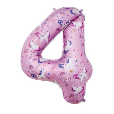 34” sensations unicorn number 4 foil balloon