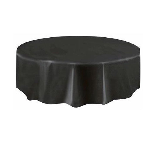 Unique black round plastic table cover  (STANDARD PACKAGING)