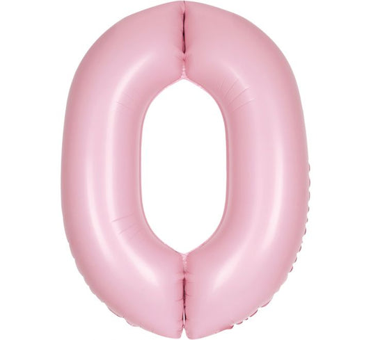 34” Unique Matte pastel pink number 0 foil balloon