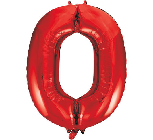 34” Unique Red number 0 foil balloon