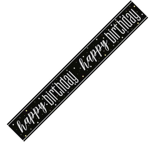 Glitz Black Happy Birthday Banner