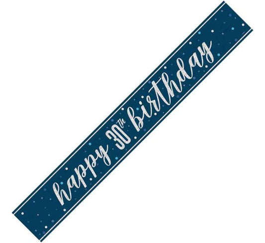 Glitz Blue Happy 30th Birthday Banner