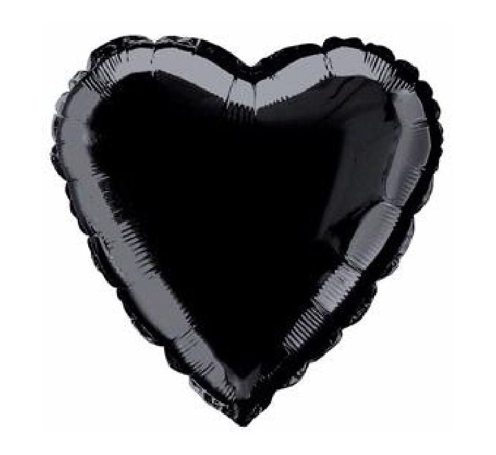 18” black heart foil balloon