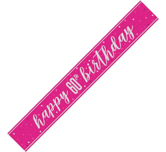 Glitz Pink Happy 60th Birthday Banner