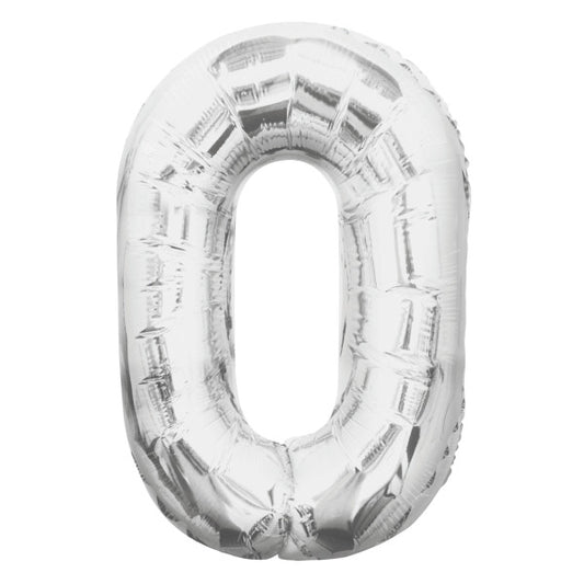 34” Unique Silver number 0 foil balloon