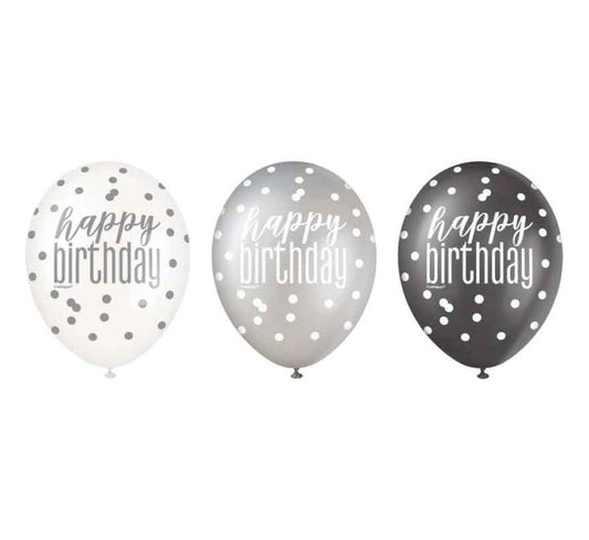 Unique Black Glitz Happy Birthday Balloons