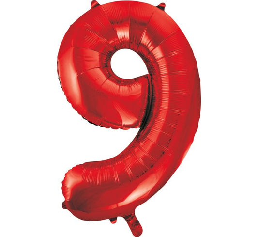 34” Unique Red number 9 foil balloon