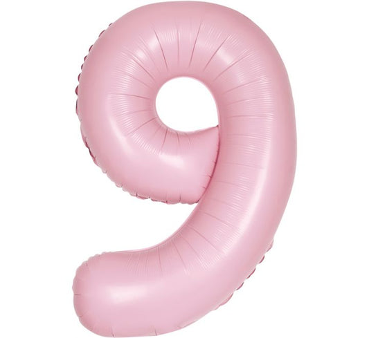 34” Unique Matte pastel pink number 9 foil balloon