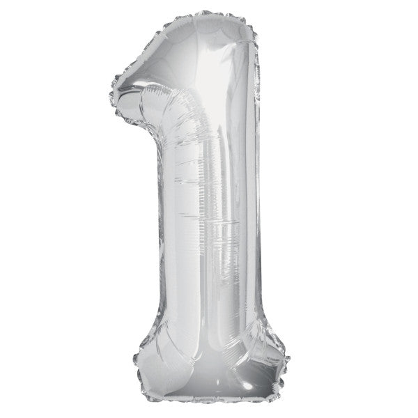 34” Unique Silver number 1 foil balloon