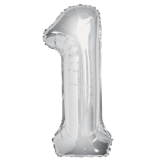 34” Unique Silver number 1 foil balloon