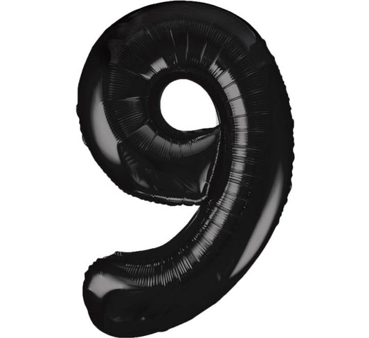 34” Unique Black number 9 foil balloon