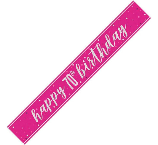 Glitz Pink Happy 70th Birthday Banner