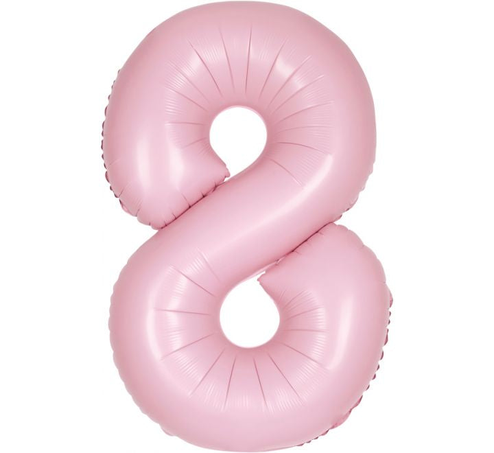 34” Unique Matte pastel pink number 8 foil balloon