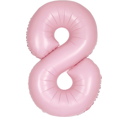 34” Unique Matte pastel pink number 8 foil balloon