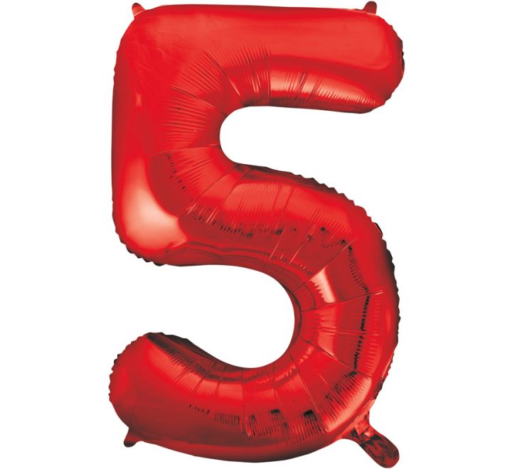 34” Unique Red number 5 foil balloon