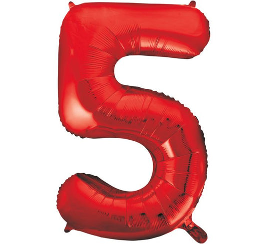 34” Unique Red number 5 foil balloon