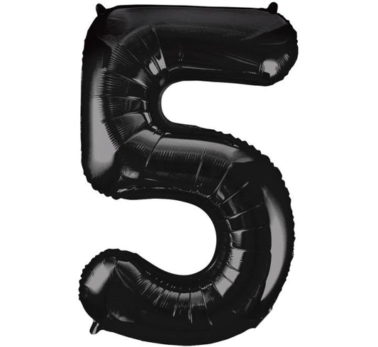 34” Unique Black number 5 foil balloon