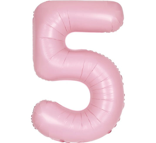 34” Unique Matte pastel pink number 5 foil balloon