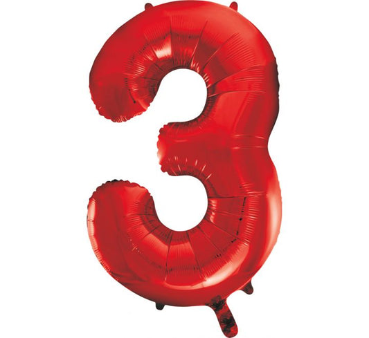 34” Unique Red number 3 foil balloon