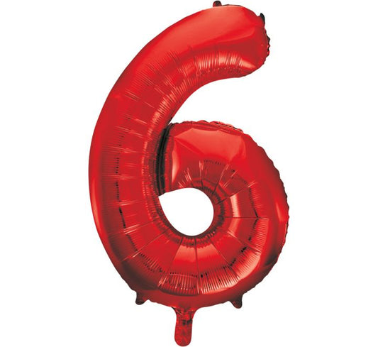 34” Unique Red number 6 foil balloon