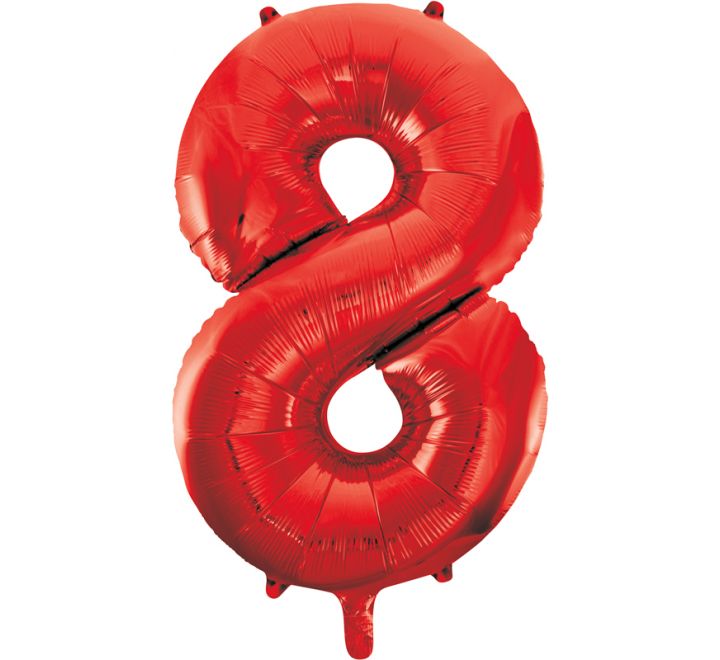 34” Unique Red number 8 foil balloon