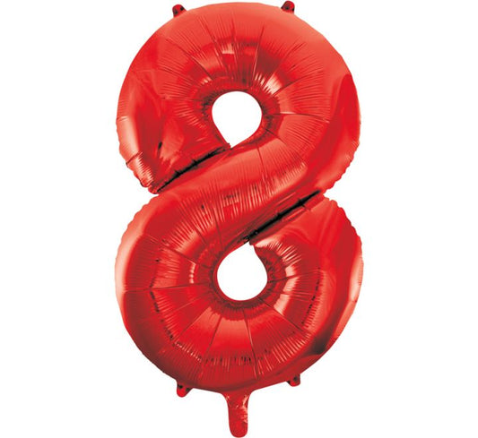 34” Unique Red number 8 foil balloon