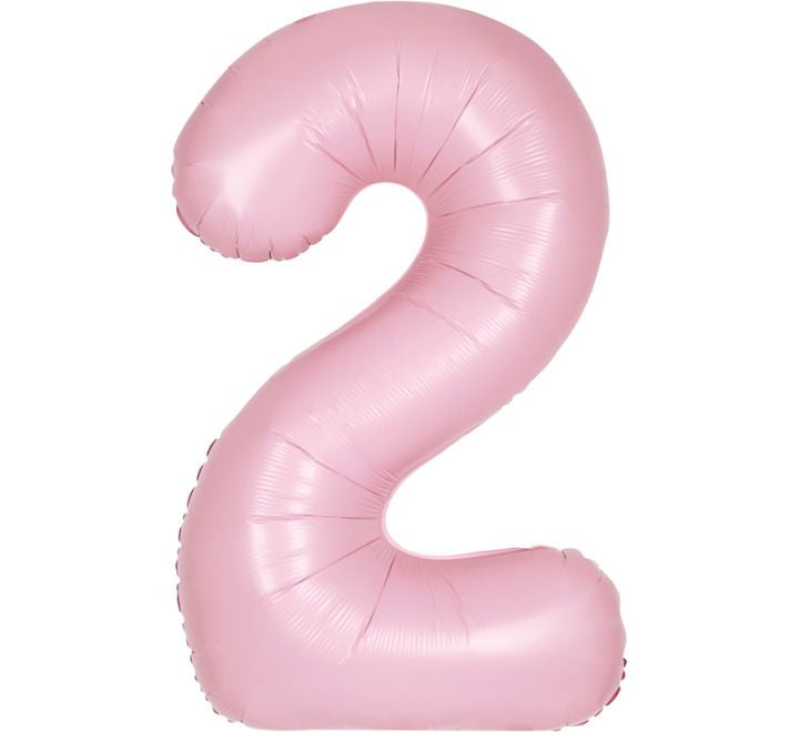 34” Unique Matte pastel pink number 2 foil balloon